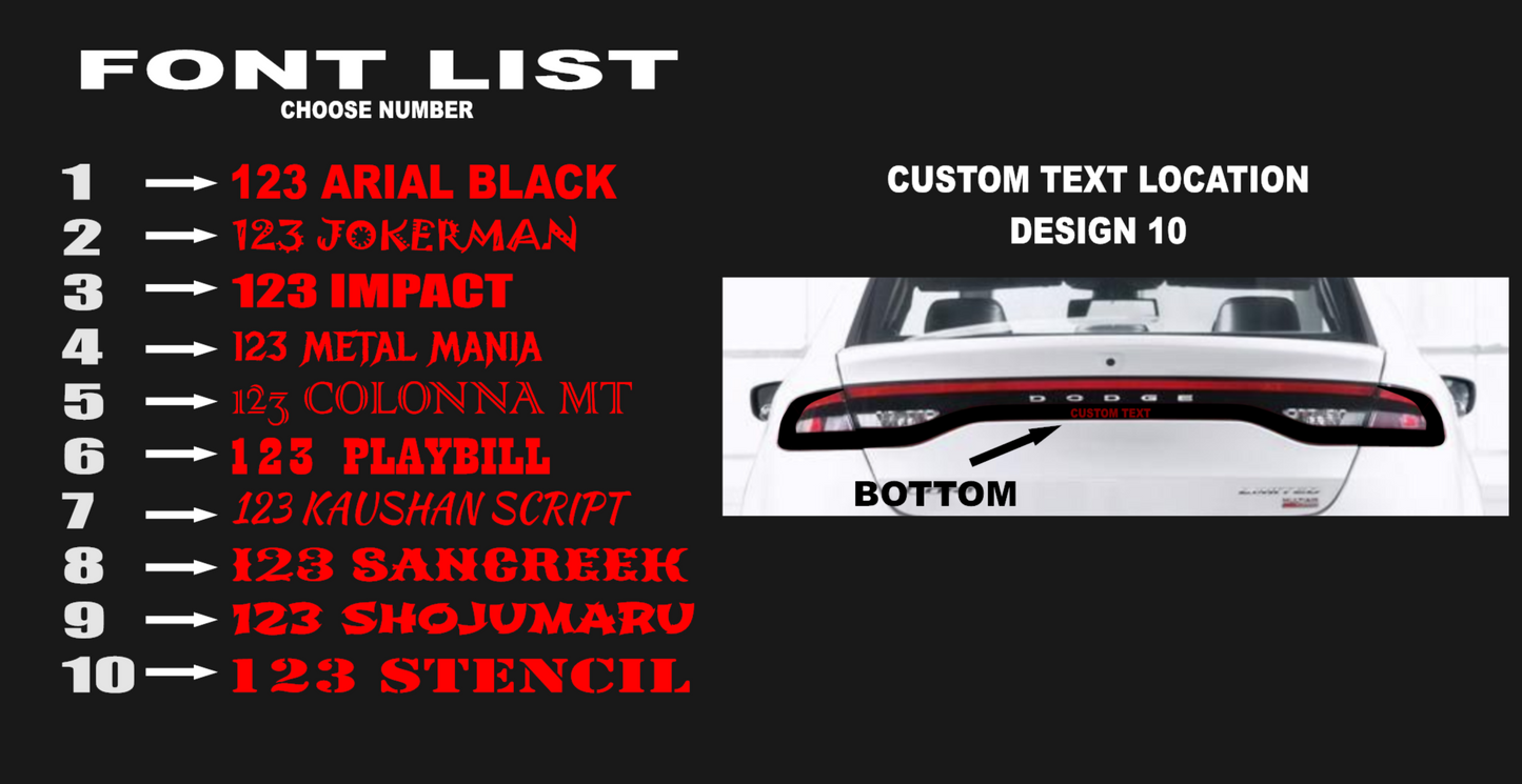 13-16 Dodge Dart Taillight Decal Design 10