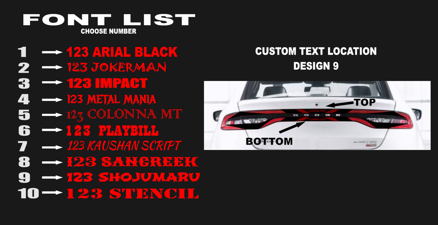 13-16 Dodge Dart Taillight Decal Design 9